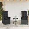 vidaXL Bistro Set Black Poly rattan, Powder-coated steel, Polyester
