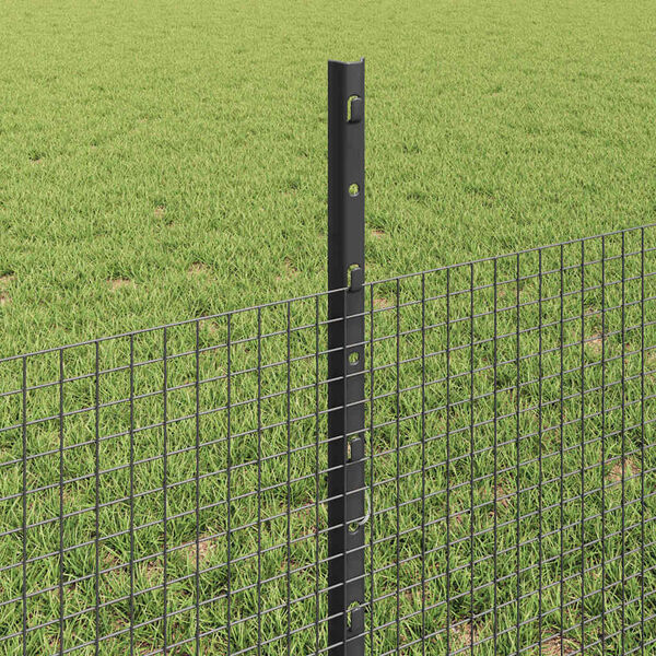 vidaXL Fence with Post Grey 1.64 x 32.81 ft Steel