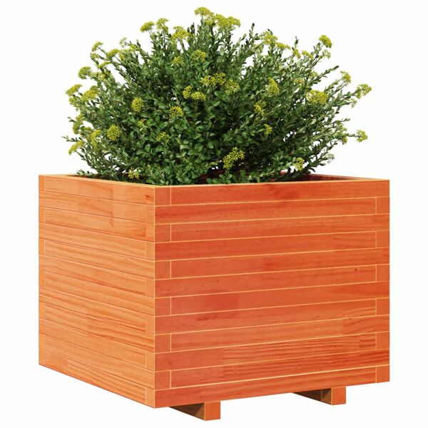 vidaXL Garden Planter Wax Brown Solid Pine Wood 24 in Wooden Planter