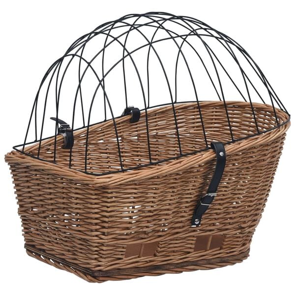 vidaXL Bike Rear Basket with Cover 21.7"x12.2"x14.2" Natural Willow