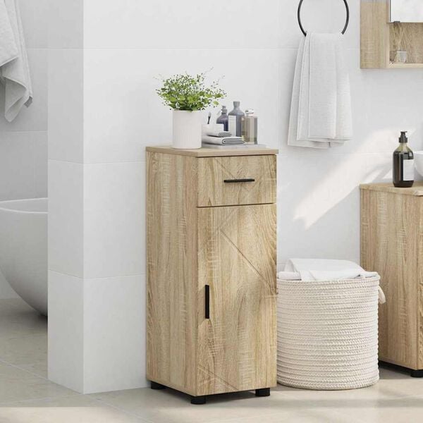 vidaXL Bathroom Cabinet with Door Sonoma Oak 11.81 x 13.78 x 31.50 in
