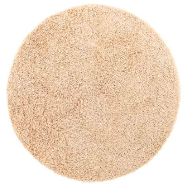 vidaXL Shaggy Rug Beige Polyester 94.5 x 94.5 in Foldable Shaggy Rug