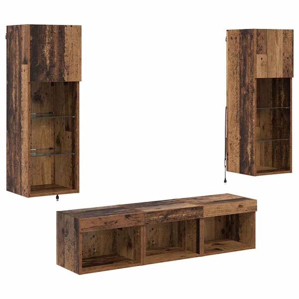 vidaXL TV Wall Units 5 pcs Black Oak 23.62 x 11.81 x 11.81 in