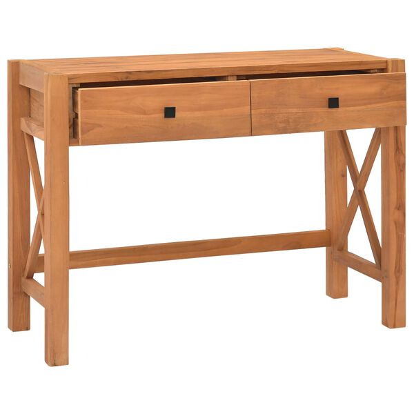 vidaXL Desk Teak Wood Teak Wood, Plywood Medium Desk Rectangular