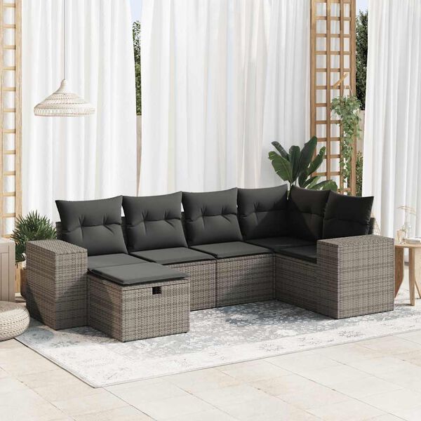 vidaXL Garden Sofa Set Grey PE Rattan Large Modular Garden Sofa Set