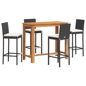 vidaXL Garden Bar Set Black and Cream White