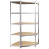 vidaXL 5-Layer Heavy-duty Corner Shelf Silver Steel&Engineered Wood