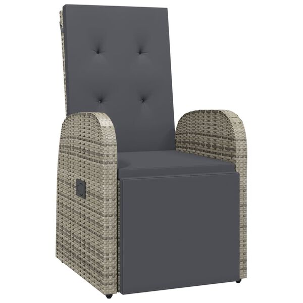 vidaXL Reclining Garden Chair Gray PE rattan Reclining Garden Chair