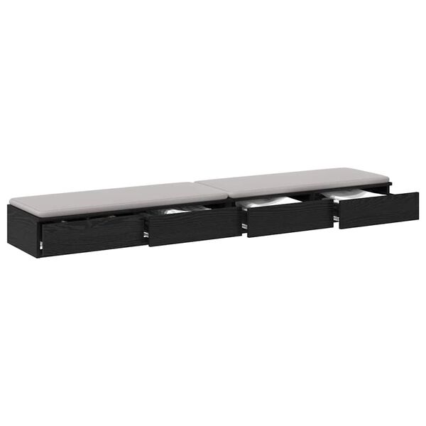 vidaXL Bed Drawers Black Oak 70.87 x 14.37 x 6.50 in Engineered Wood