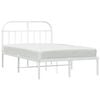 vidaXL Bed Frame White Powder-Coated Steel Full Bed Frame Rectangular