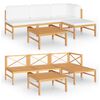 vidaXL Garden Lounge Set Natural Wood Cream Smooth Sanded Teak Hardwood