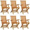 vidaXL Patio Chair Set of 6 Taupe, Teak Solid teak wood, 100% polyester