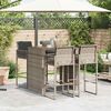 vidaXL Garden Bar Set Grey PE rattan 5 Piece UV-resistant materials