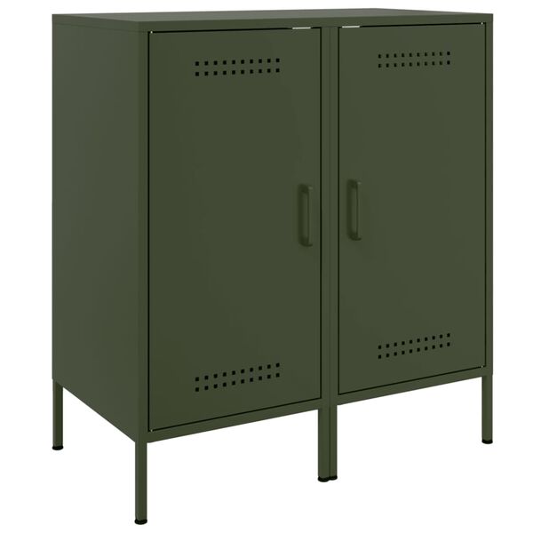 vidaXL Sideboard Set of 2 Olive Green Cold-rolled Steel Medium