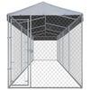 vidaXL Dog Kennel Silver Galvanized Steel Large Outdoor Dog Kennel