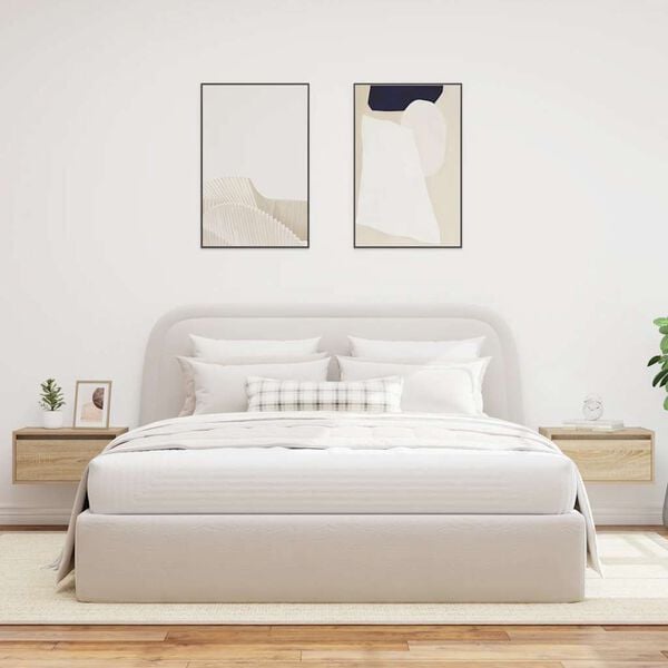 vidaXL Wall-mounted Bedside Cabinet Set of 2 Sonoma Oak Engineered wood