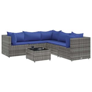 vidaXL Patio Lounge Set Grey, Dark Blue