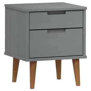 vidaXL Bedside Cabinet Grey Solid pine wood with UV varnish Standard
