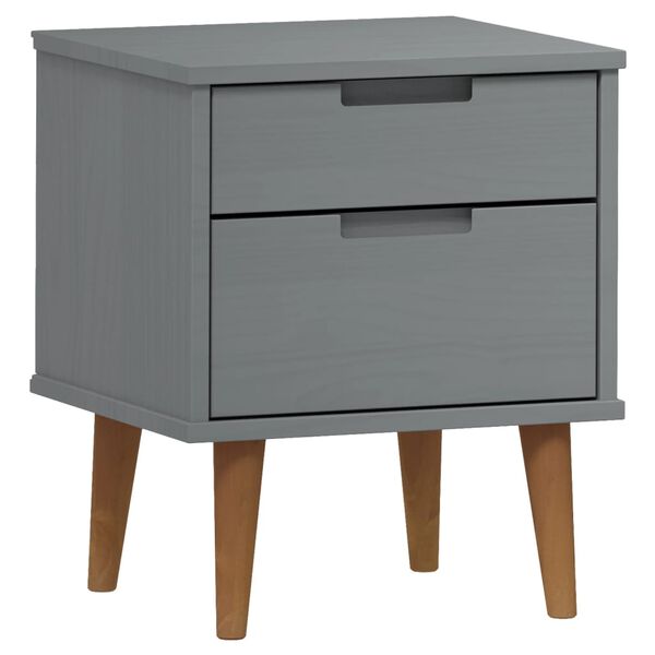 vidaXL Bedside Cabinet Grey Solid pine wood with UV varnish Standard