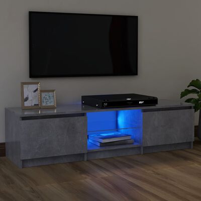 vidaXL TV Cabinet with LED Lights Concrete Gray 47.2"x12"x14"