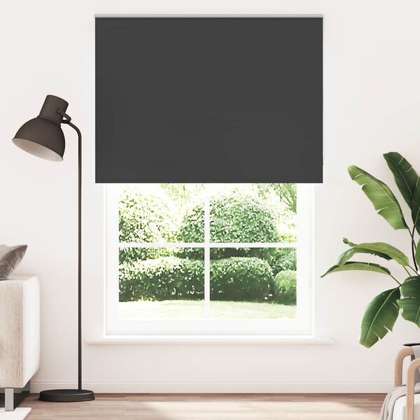 vidaXL Roller Blind Black Polyester 61x82 in Height-Adjustable
