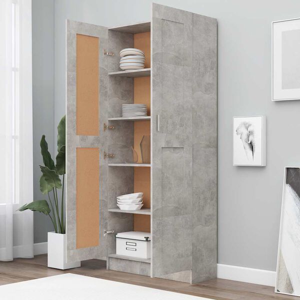 vidaXL Book Cabinet Concrete Grey Engineered Wood, MDF