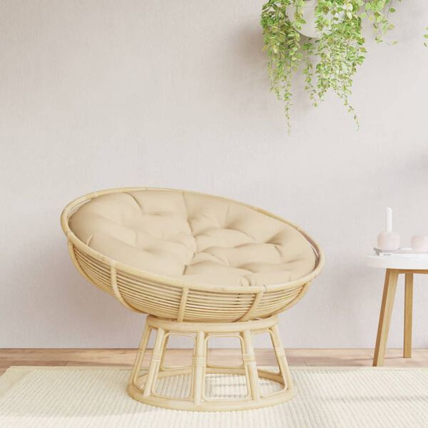 vidaXL Round Cushion Beige Oxford fabric, Hollow fiber &Oslash; 39.4 x 4.3 in