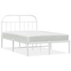vidaXL Bed Frame White Powder-Coated Steel Small Double Bed Frame