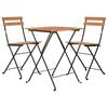 vidaXL Folding Bistro Set Teak Solid Teak Wood, Powder-Coated Steel Medium