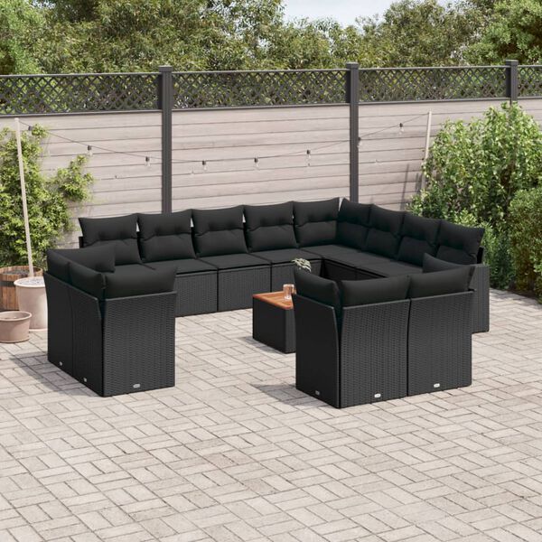 vidaXL Garden Sofa Set Black