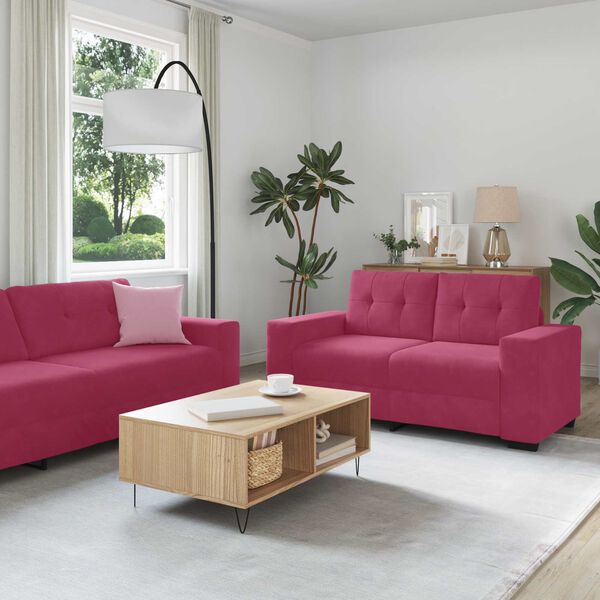 vidaXL Sofa 2 pcs Wine Red Fabric