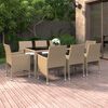 vidaXL Garden Dining Set Beige Poly rattan 9 Piece Set Durable