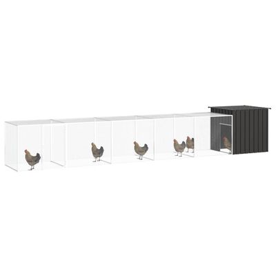 vidaXL Chicken Cage Anthracite 236.2"x35.8"x39.4" Galvanized Steel