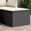 vidaXL Garden Stool Black and Cream Poly Rattan, Powder-Coated Steel