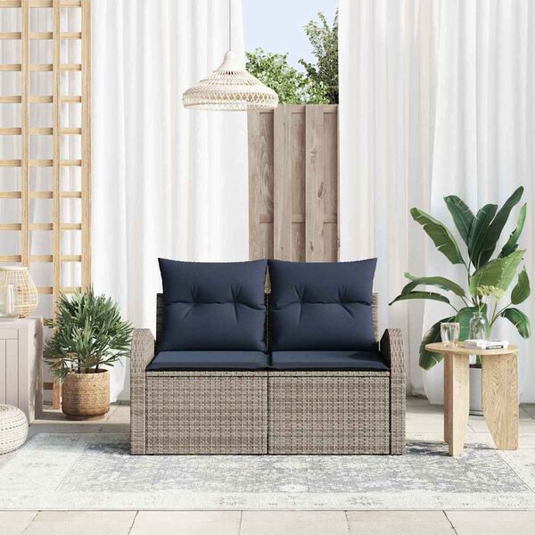 vidaXL Garden Sofa Gray 124 x 62 x 85 cm poly rattan