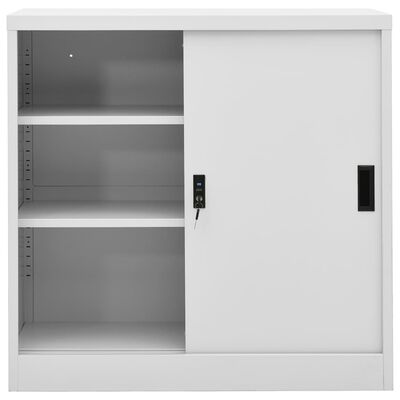 vidaXL Office Cabinet with Sliding Door Light Gray 35.4"x15.7"x35.4" Steel