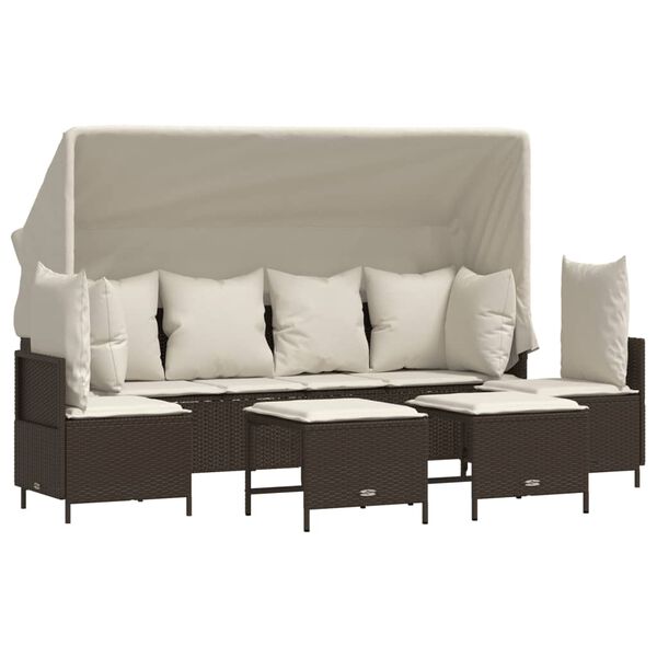 vidaXL Garden Sofa Set Brown, Cream White