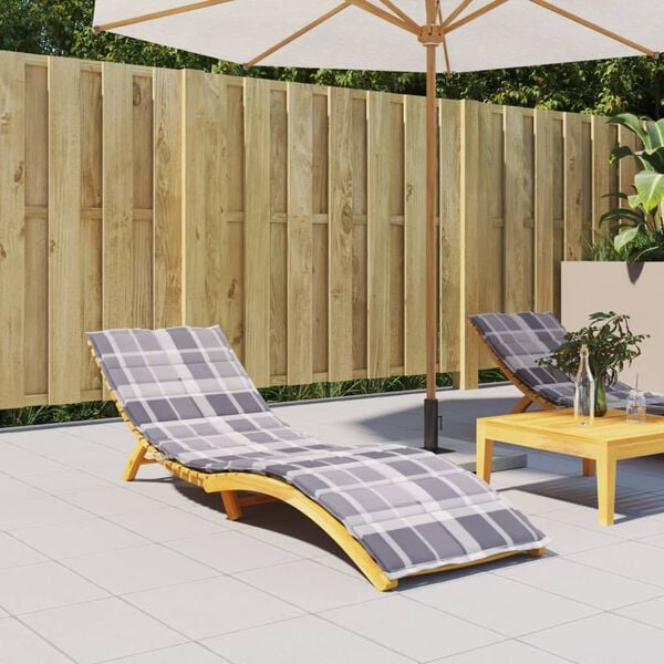 vidaXL Sun Lounger Cushion Gray check pattern Oxford fabric (100% polyester)