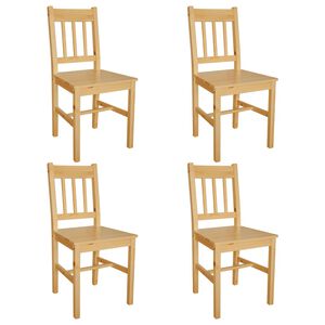 vidaXL Dining Chair Set of 4 Natural Solid Pinewood Standard Durable