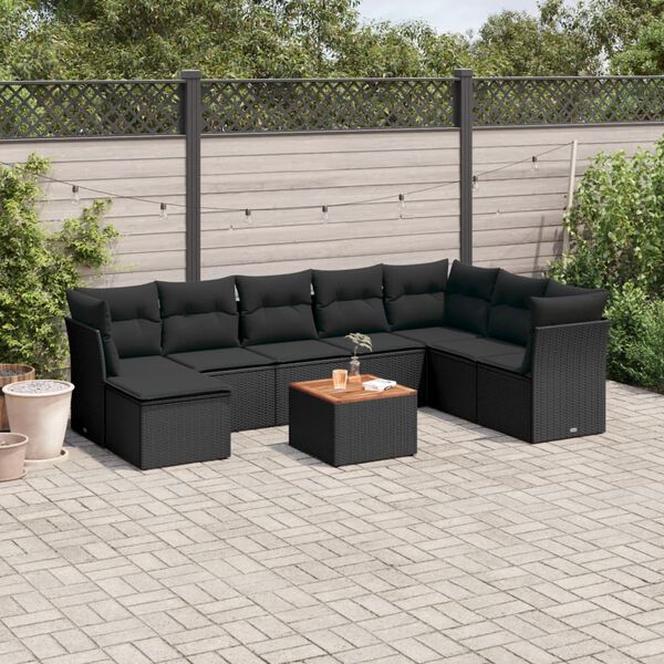 vidaXL Patio Sofa Set Black