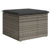 vidaXL Garden Stool Gray PE Rattan, Powder-Coated Steel, Polyester Small