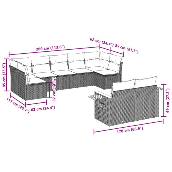 vidaXL Garden Sofa Set Black