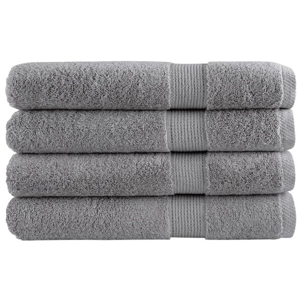 vidaXL Towel Set of 4 Grey 100% cotton XXL Towel Rectangular