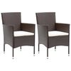 vidaXL Dining Set Rattan Brown, Cream White Cushion