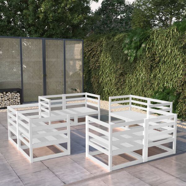 vidaXL Garden Lounge Set White Solid Pine Wood Large Modular