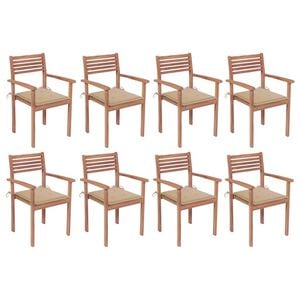 vidaXL Patio Chair Set of 8 Teak Solid Teak Wood Standard Durable