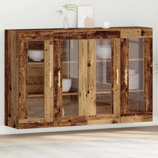 vidaXL Wall Cabinets 2 pcs Old Wood 27.36 x 13.39 x 35.43 in