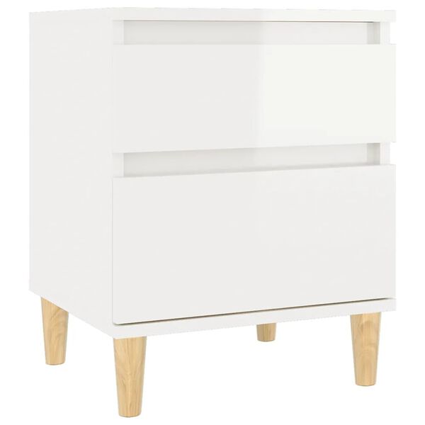 vidaXL Bedside Cabinet High gloss white Engineered wood