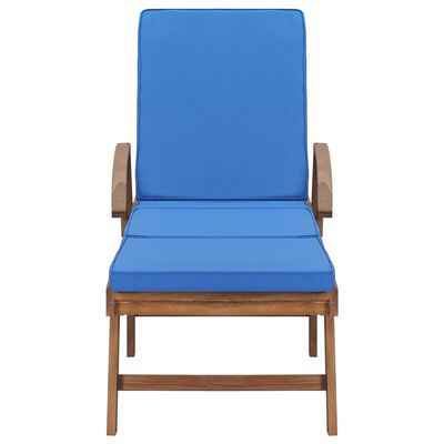 vidaXL Sun Loungers with Cushions 2 pcs Solid Teak Wood Blue