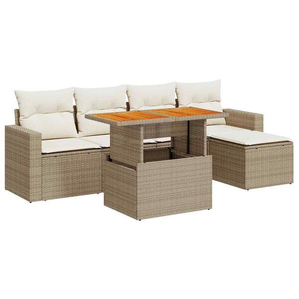 vidaXL Garden Sofa Set Beige, Cream White